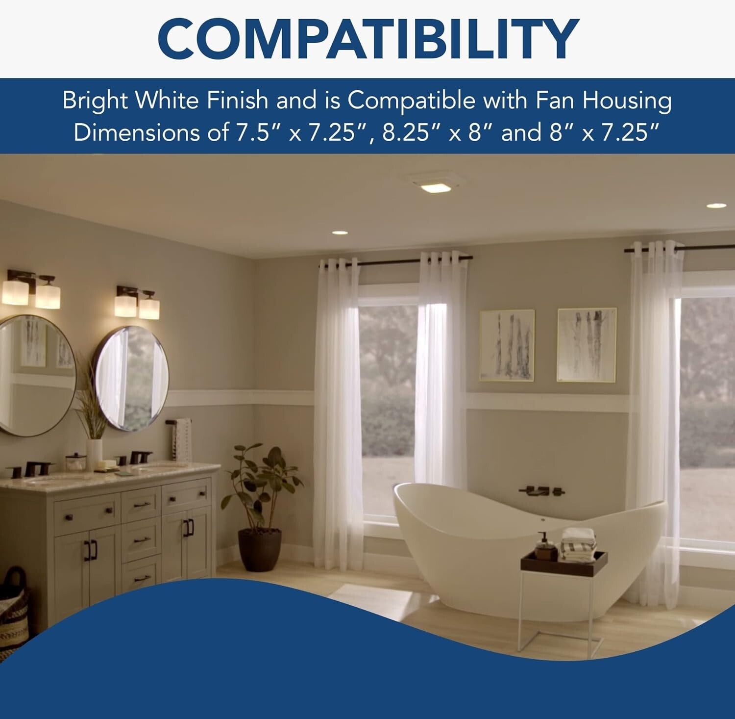 Customizable LED Bath Fan Cover with Wireless Bluetooth Speaker - Quick Install