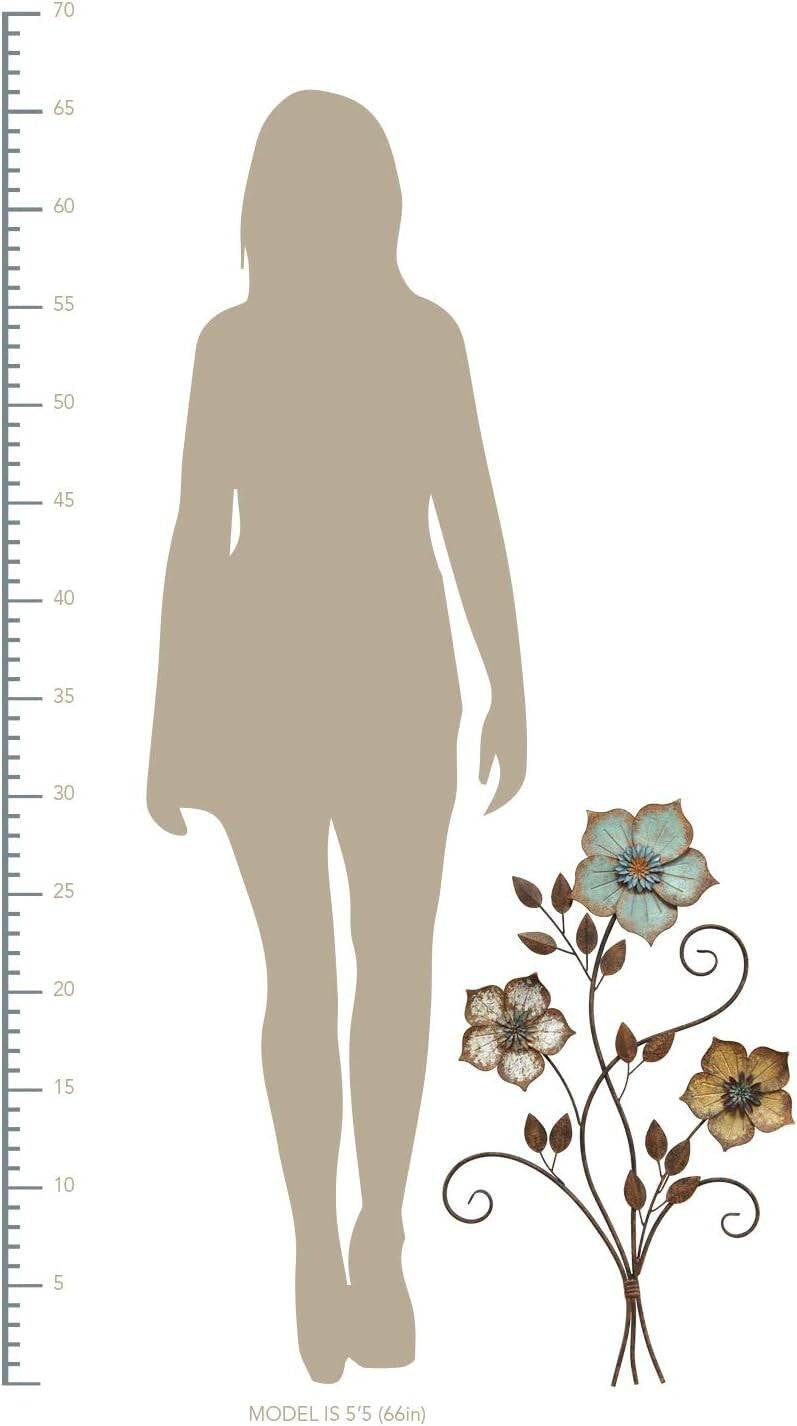 Lifelike 3D Flower Wall Decor in Bronze - 19.25 W for Artistic Home Flair