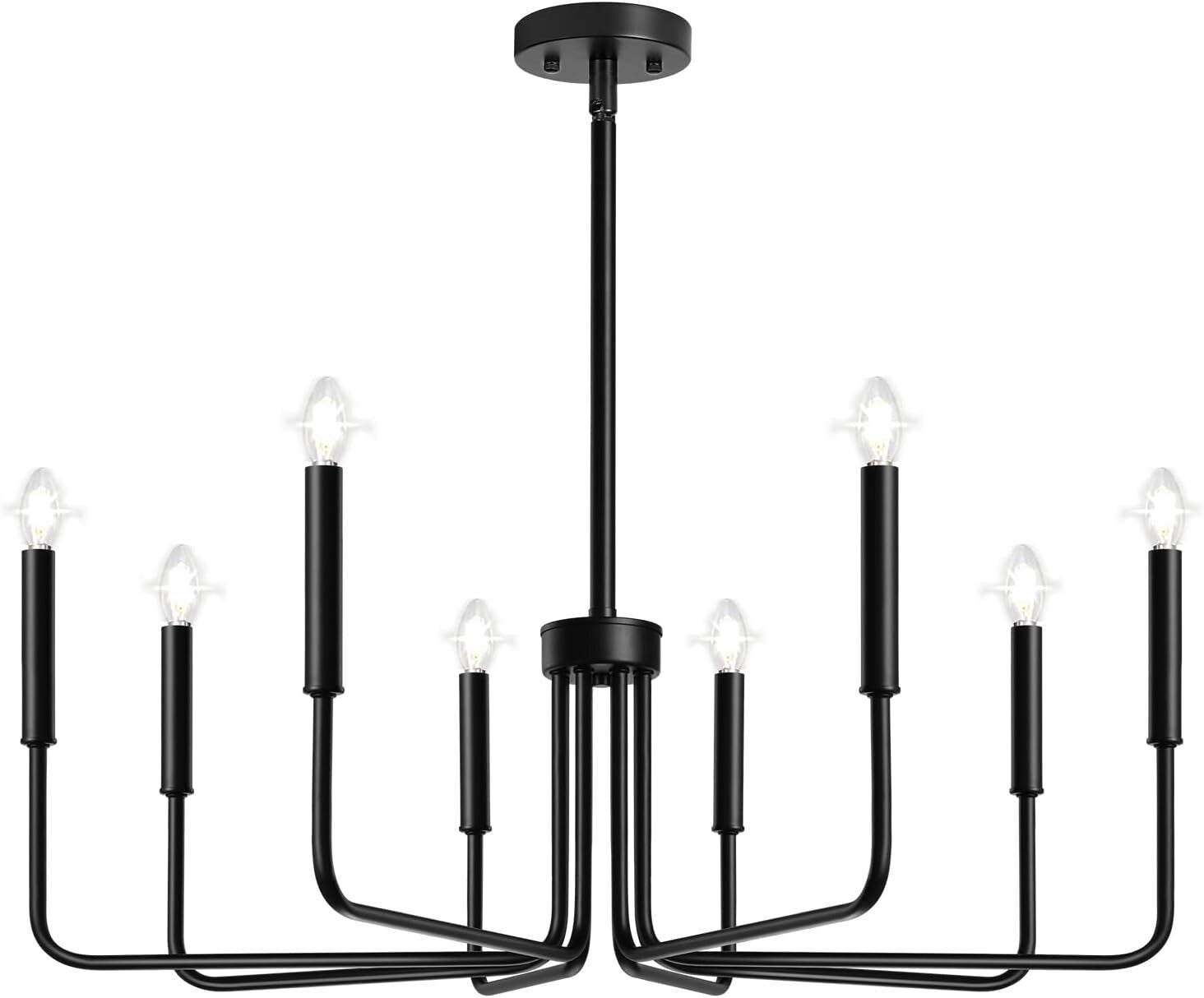 Elegant 8-Light Black Chandelier - Ideal for Foyer, Entryway, and Dining Areas