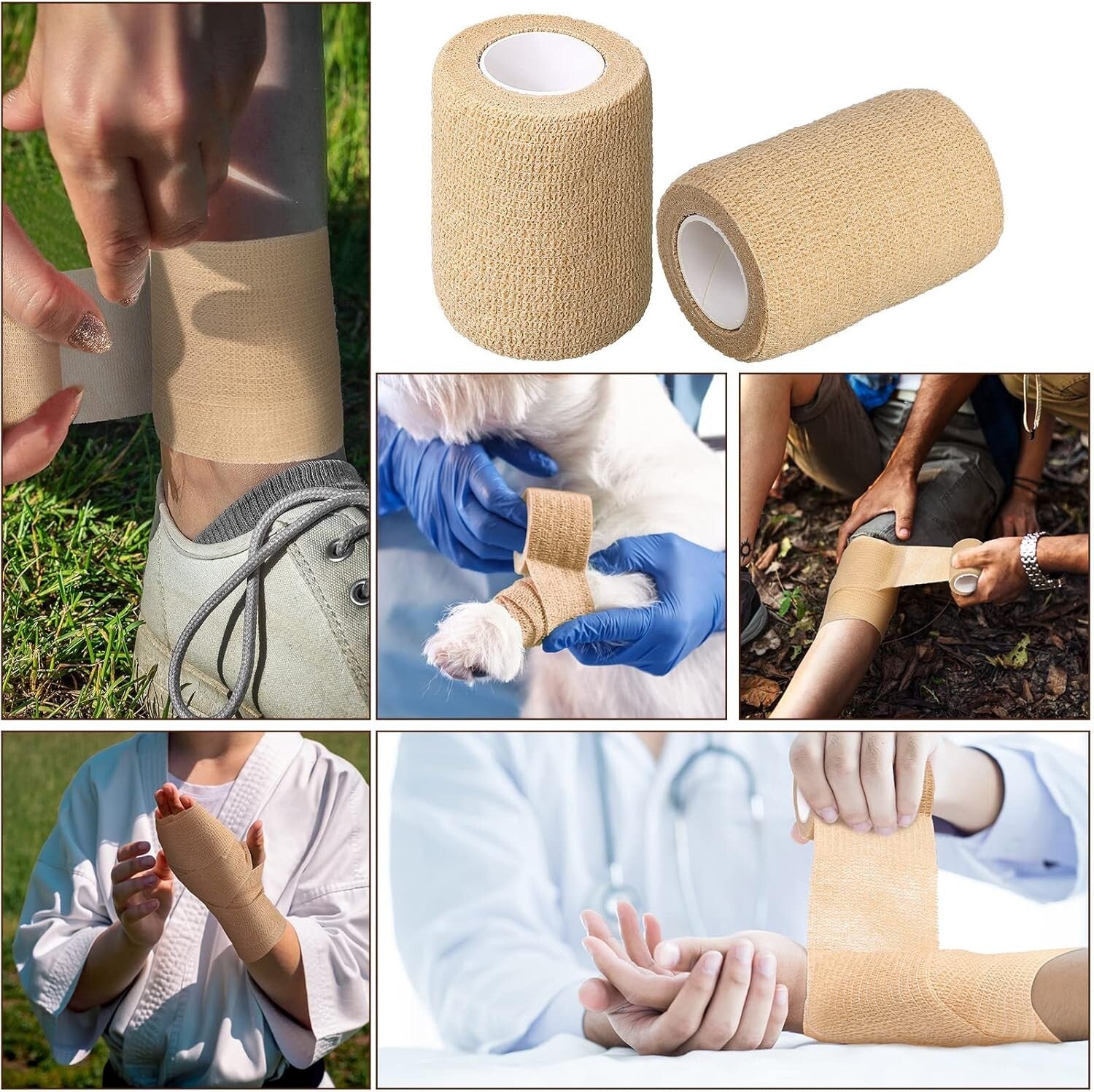 Multi-Functional Athletic Tape - 64 Rolls of 2" Self-Adhesive Wrap for Easy Care