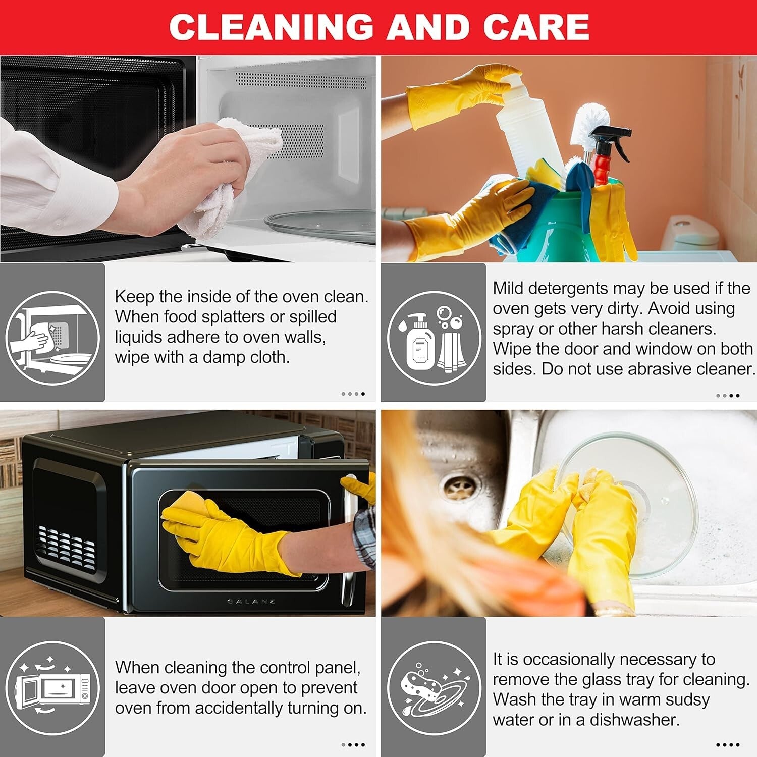 1.1 cu ft Retro Microwave with Auto Programs & Easy Clean Glass Turntable, Black