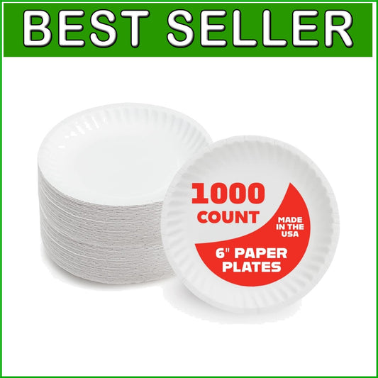 Eco-Friendly 6" Uncoated White Paper Plates - 1,000 Bulk Pack for Parties