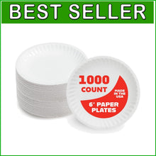 Load image into Gallery viewer, Eco-Friendly 6" Uncoated White Paper Plates - 1,000 Bulk Pack for Parties