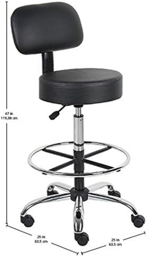 Comfort-Driven Medical Drafting Stool - Adjustable Height & Durable Vinyl Design