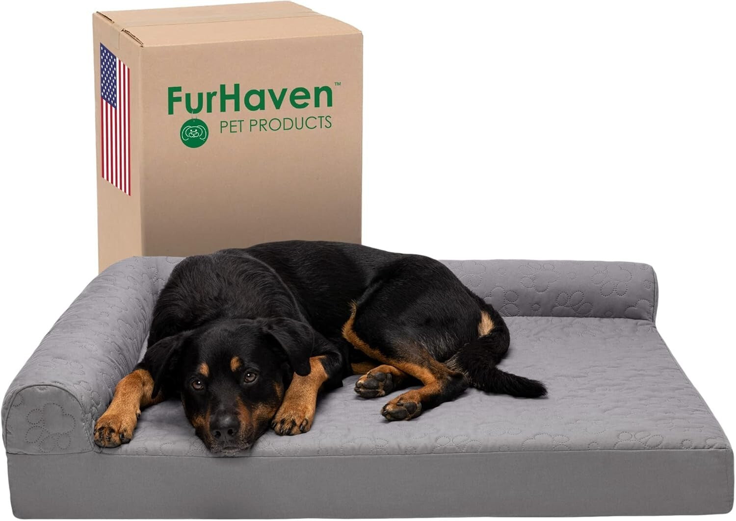 Pinsonic Quilted L-Shaped Dog Bed for Large Breeds - Jumbo Size, Cozy Comfort