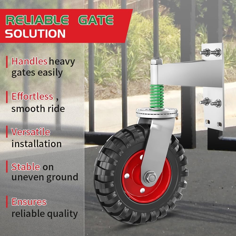Effortless Installation 8-Inch Gate Caster - 360° Rotation with Spring Mechanism