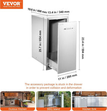 Load image into Gallery viewer, 13.4"W Outdoor Kitchen Trash Bin - Durable Stainless Steel with Silent Rails