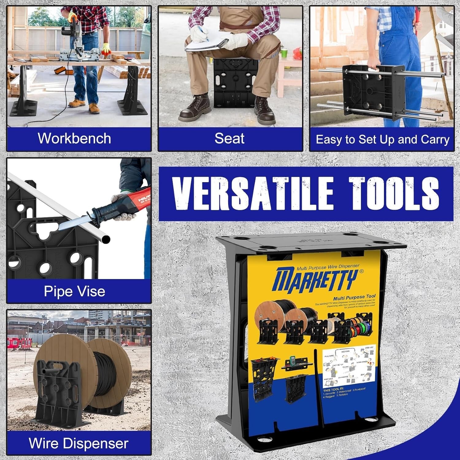 Heavy-Duty Cable Spool Rack - Supports 330 lbs, Ideal for Wire Dispensing