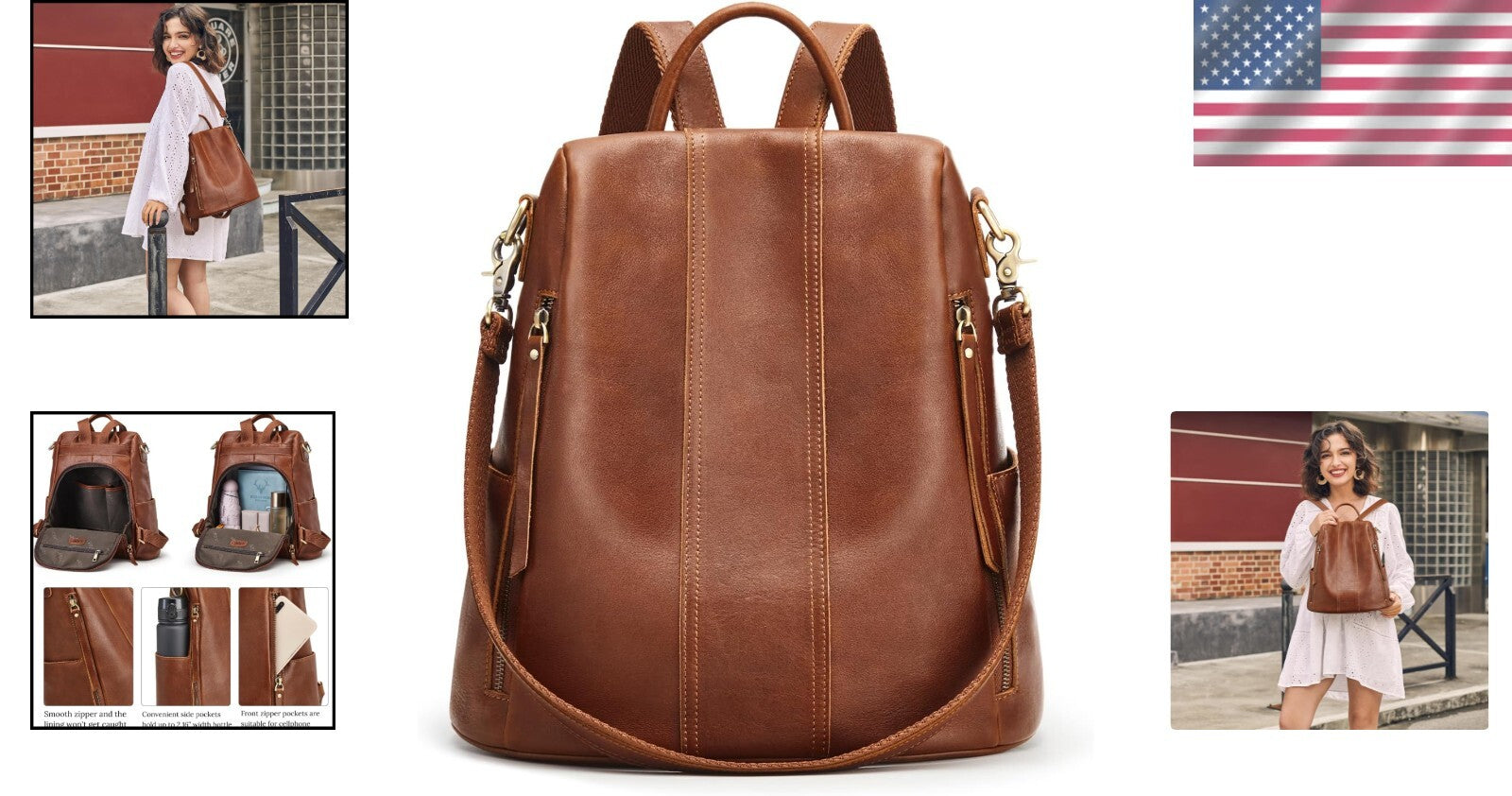 Fashionable Antitheft Leather Rucksack for Women | Perfect Travel Companion