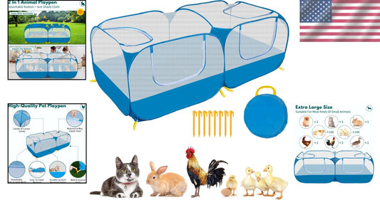 Removable Bottom Pet Playpen - Versatile Outdoor/Indoor Enclosure for Animals
