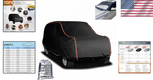 Universal Fit All-Weather SUV Cover with Magnetic Windshield Cover for 200-215"