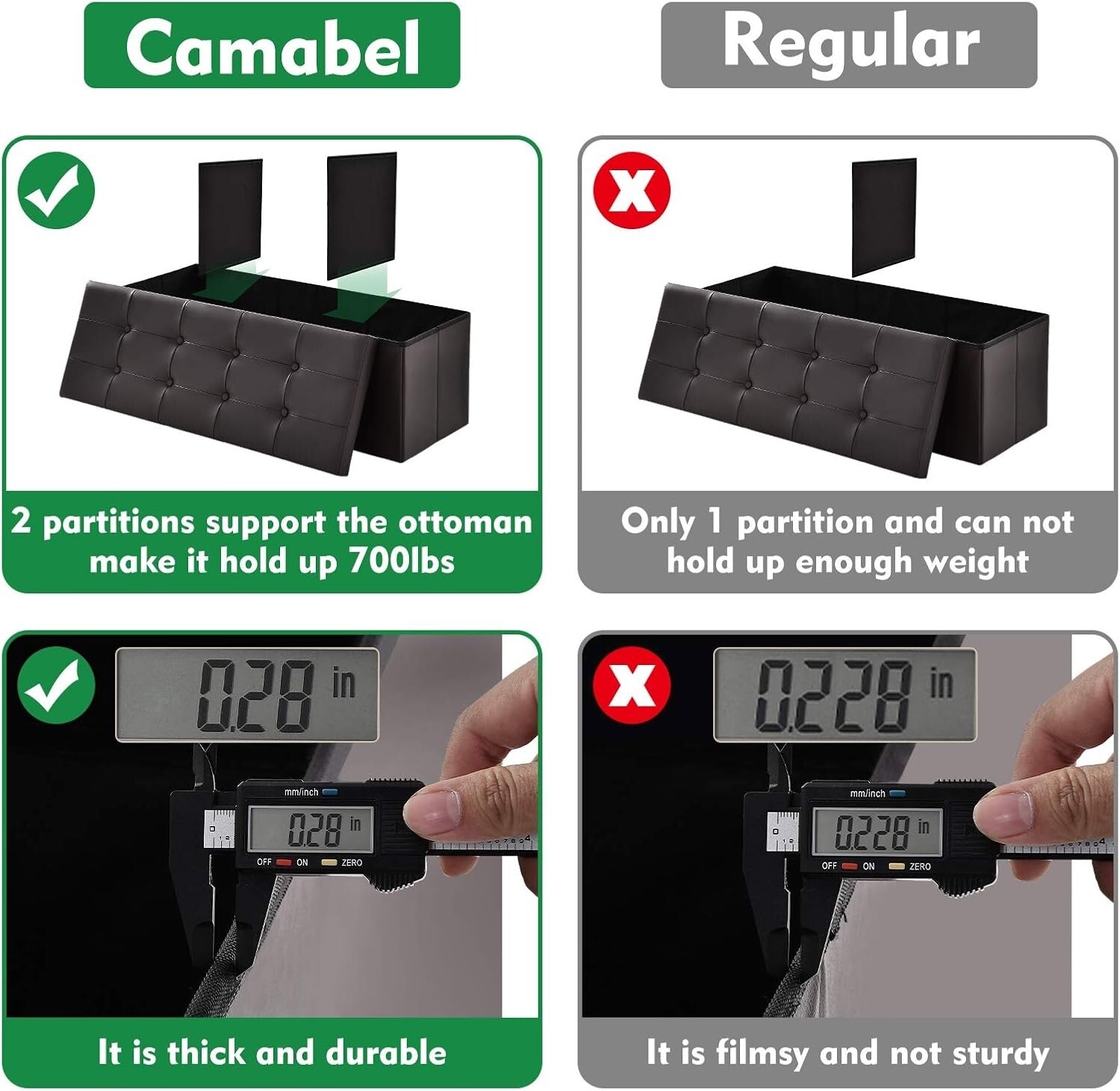 Elegant Folding Storage Ottomans – 700 lbs Capacity, Ideal for Home Organization