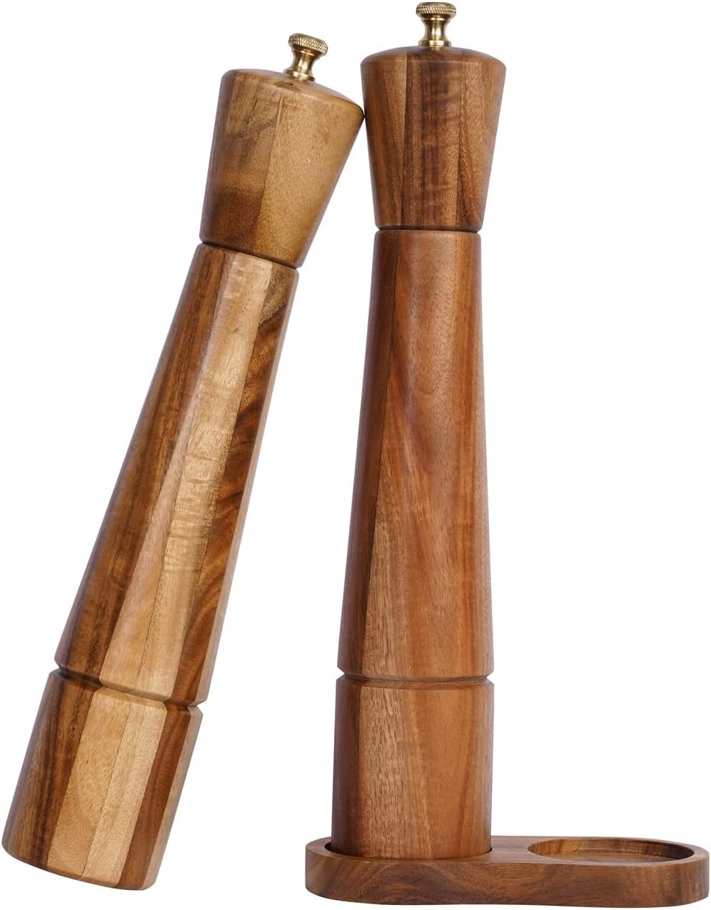 Elegant Acacia Wood Salt and Pepper Grinder Set with Adjustable Ceramic Mill