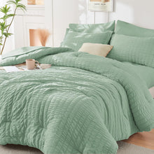 Load image into Gallery viewer, Romantic Seersucker Full Size Comforter Set - Includes Sheets &amp; Pillowcases