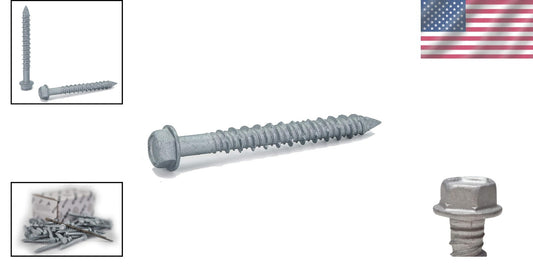 1/4" x 2-1/4" 410 Stainless Steel Hex Concrete Screws with Drill Bit - 50 Pack