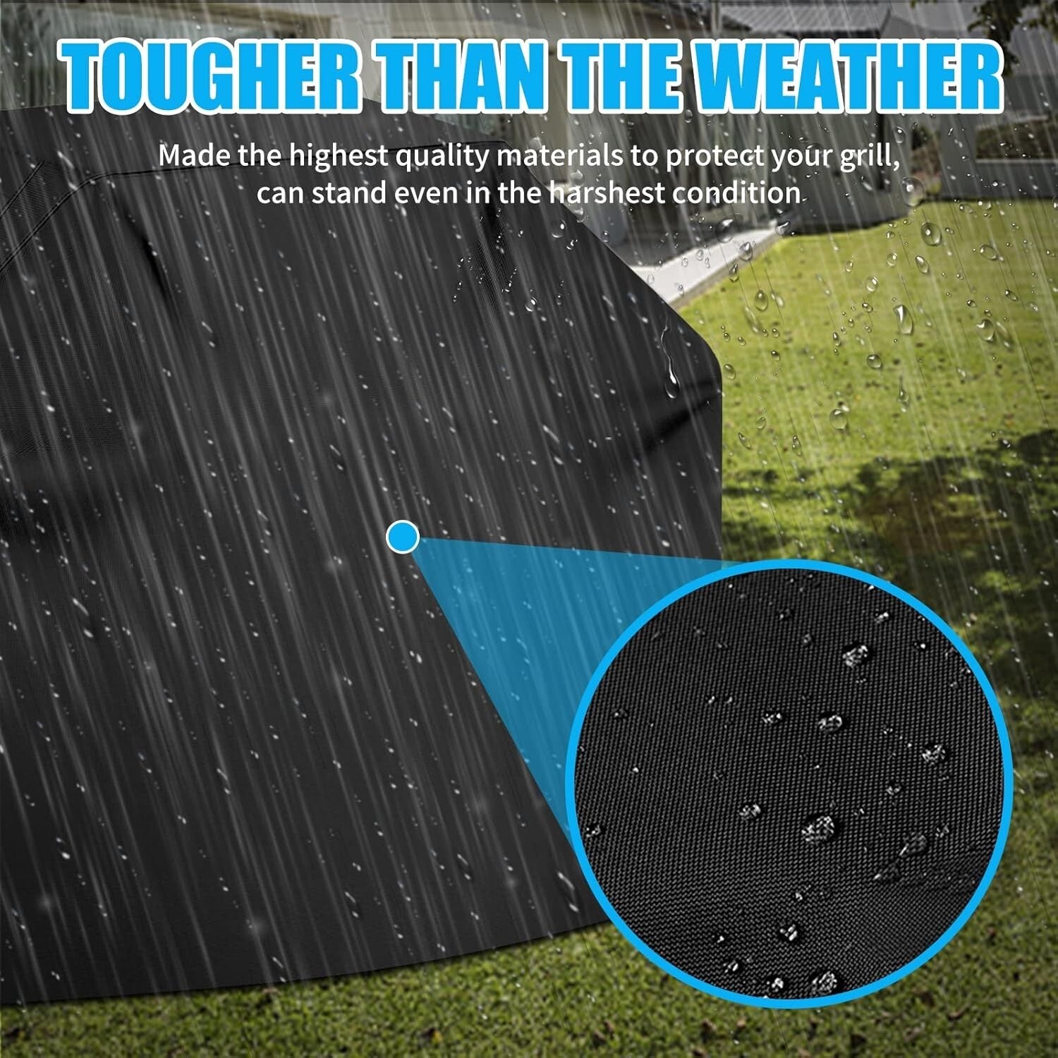 Premium Black BBQ Grill Cover 600D with Adjustable Straps - Weather Resistant