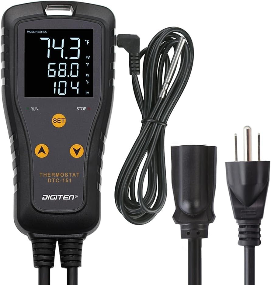 Easy-Use Digital Thermostat Outlet - Ideal for Brewing, Aquariums & Greenhouses