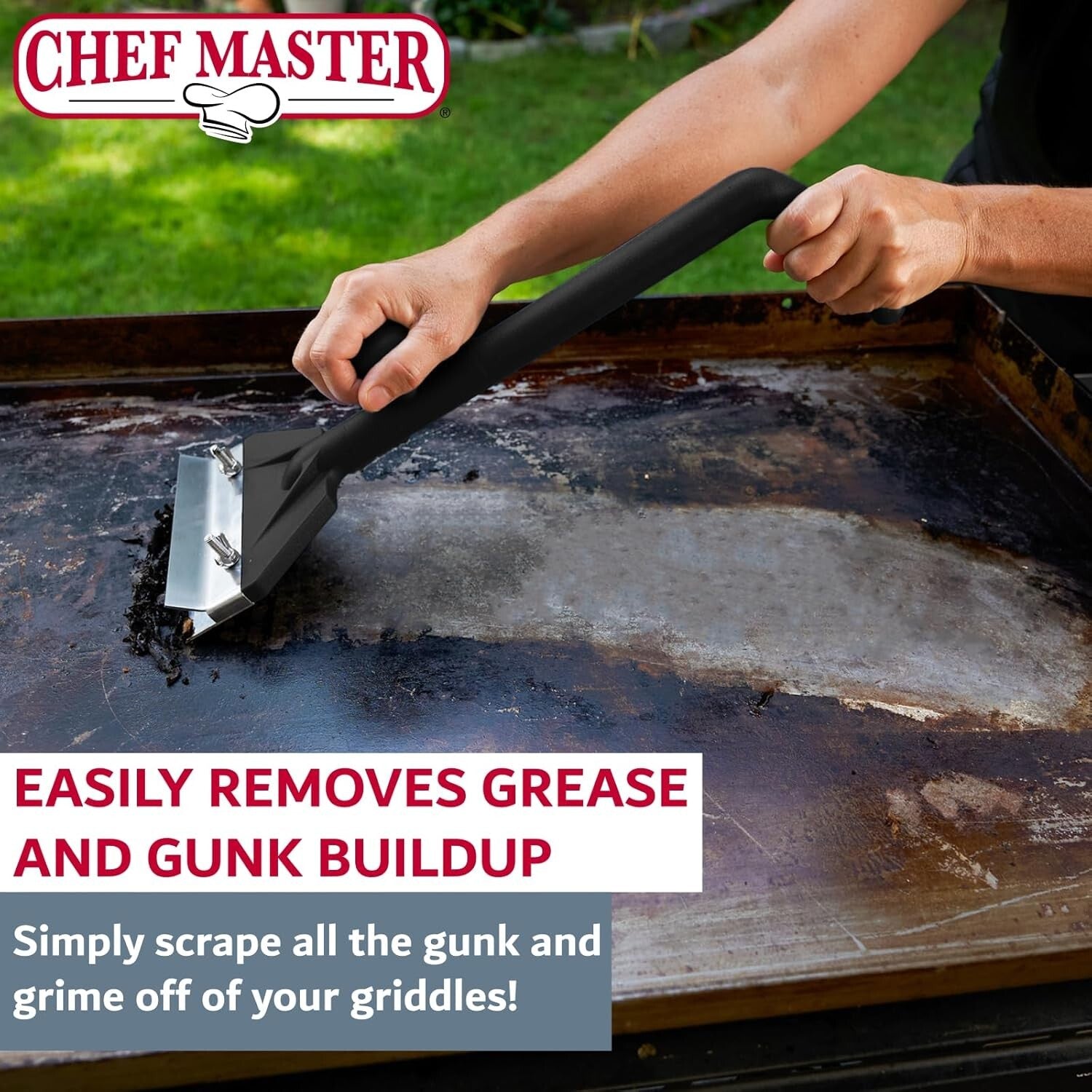Ergonomic Griddle Scraper with Interchangeable Blades for Commercial & Home Use
