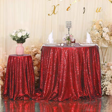 Load image into Gallery viewer, Round 108-Inch Glitter Tablecloth - Shimmering Red Sequin Style for Occasions