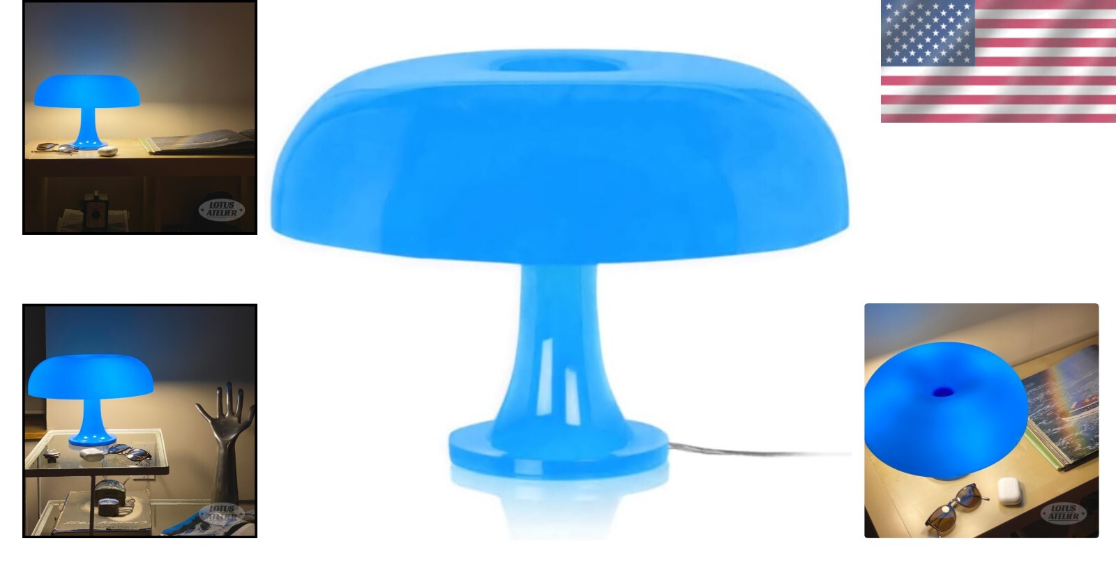 Blue Mushroom Lamp - Perfect for Aesthetic Bedrooms & Retro Living Rooms