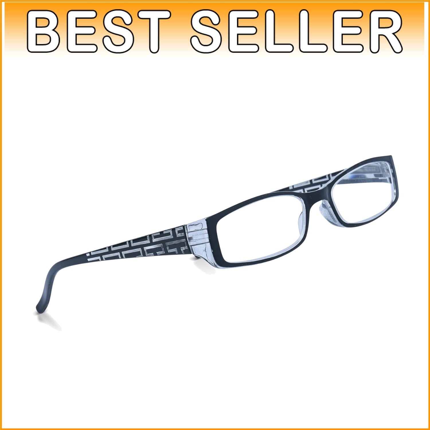 Stylish High Magnification Reading Glasses with Grecian Key Design - 7.0X