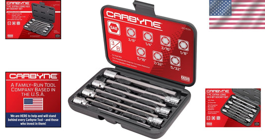 Durable 7-Piece SAE Hex Bit Socket Set, 3/8” Drive & Corrosion Resistant Finish