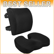 Load image into Gallery viewer, Memory Foam Seat Cushion &amp; Lumbar Support - Ergonomic Black Office Solution