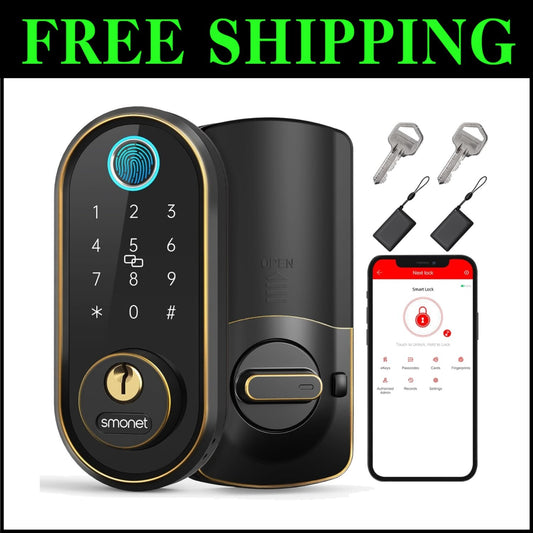 Smart Keyless Entry Door Lock with Fingerprint Recognition & Touchscreen Keypad