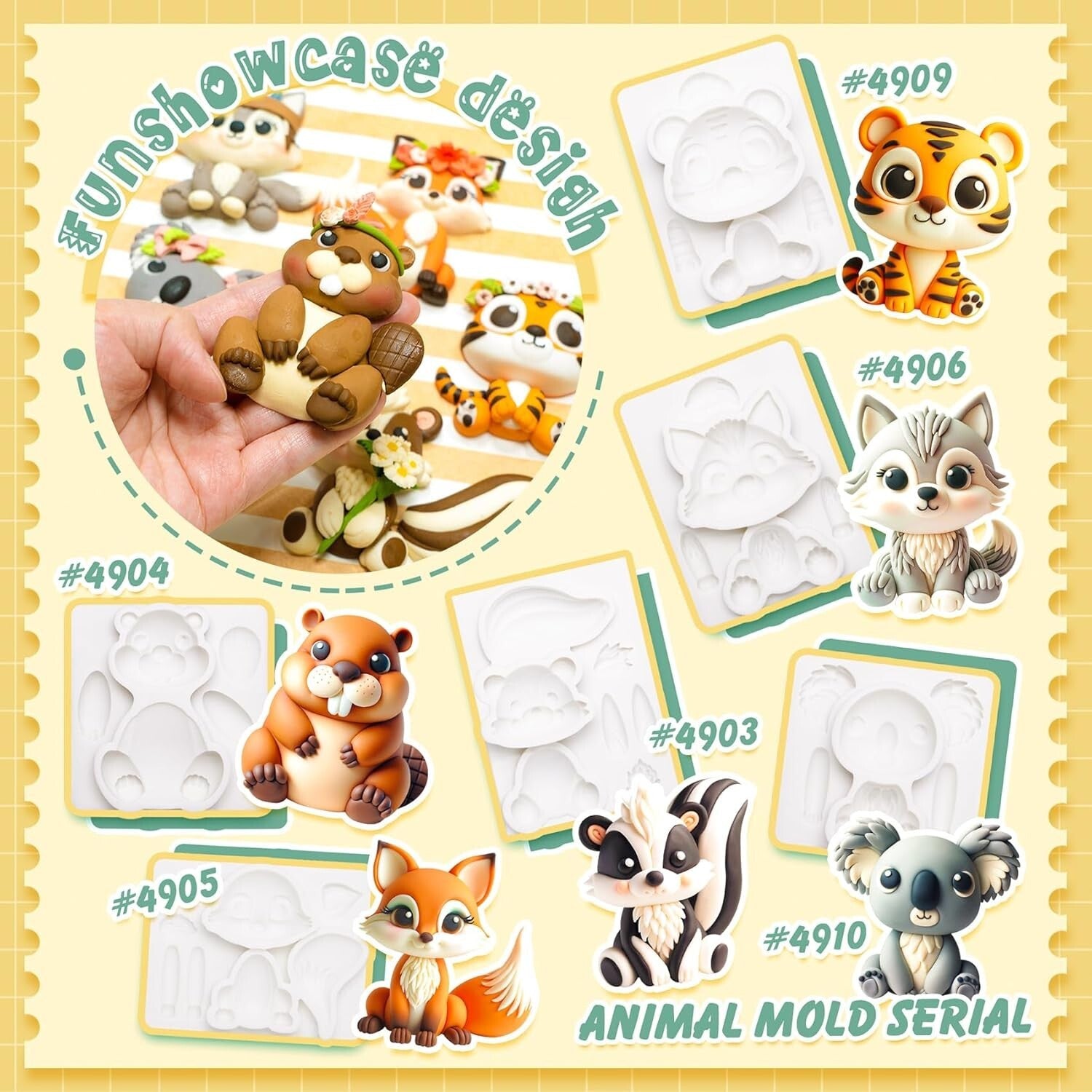 Food-Grade Woodland Animal Cake Topper Molds - Perfect for Kids' Parties
