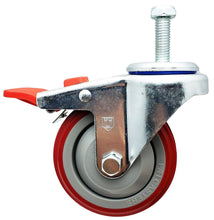 Load image into Gallery viewer, Heavy-Duty 4" Red Polyurethane Total Lock Casters – 300 lbs Capacity per Wheel
