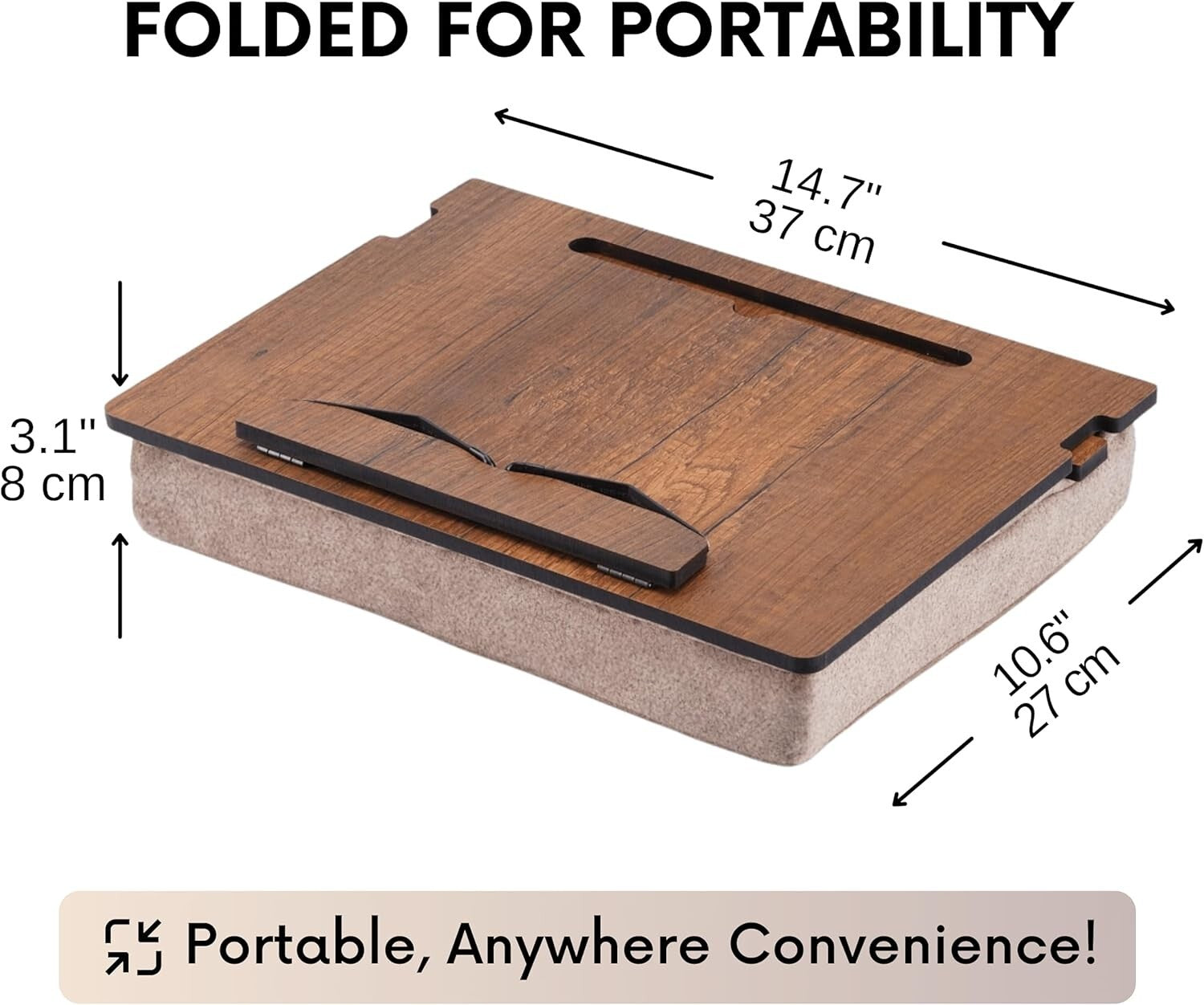 Versatile Wooden Book Stand with Storage for Hands-Free Reading - Walnut Finish