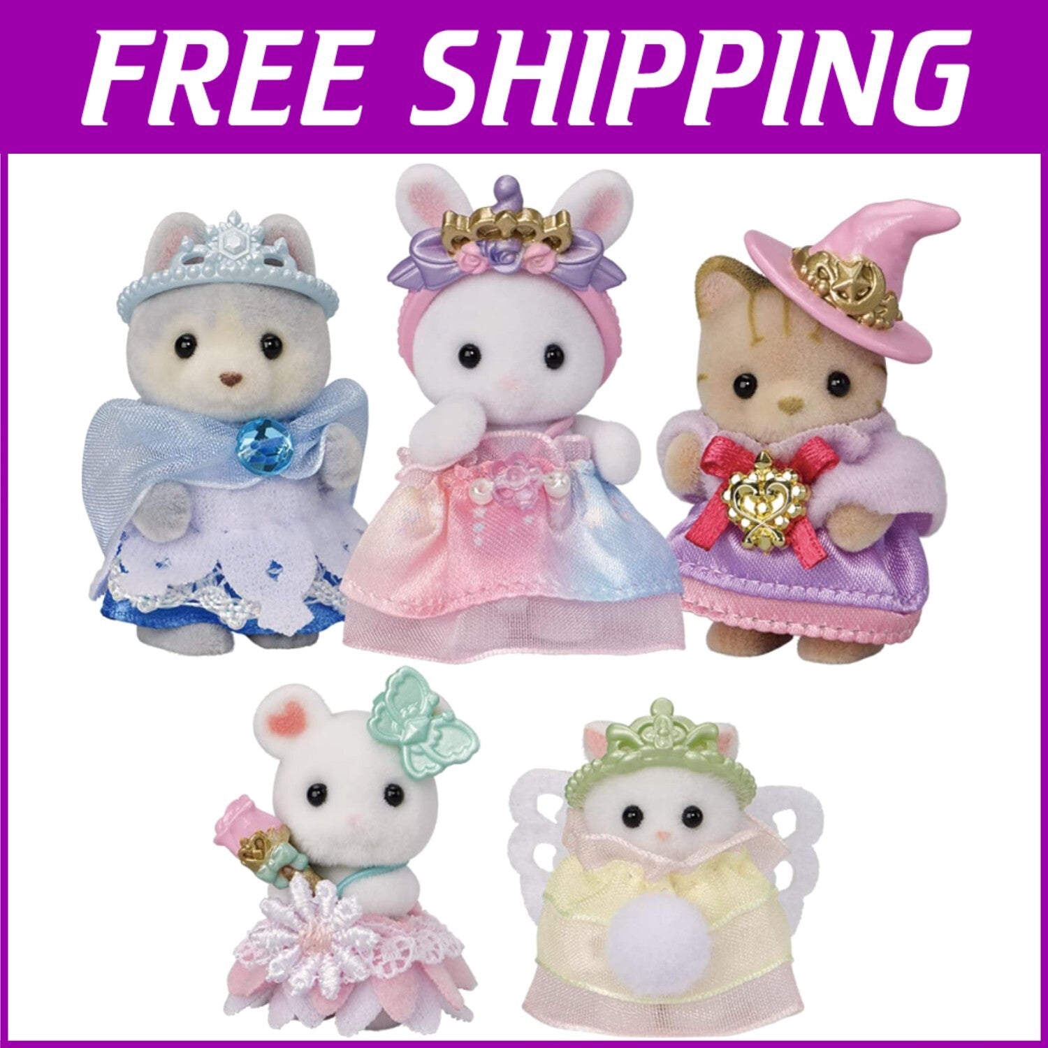 5-Piece Royal Princess Doll Set - Perfect for Ages 3+ and Amusement Park Fun