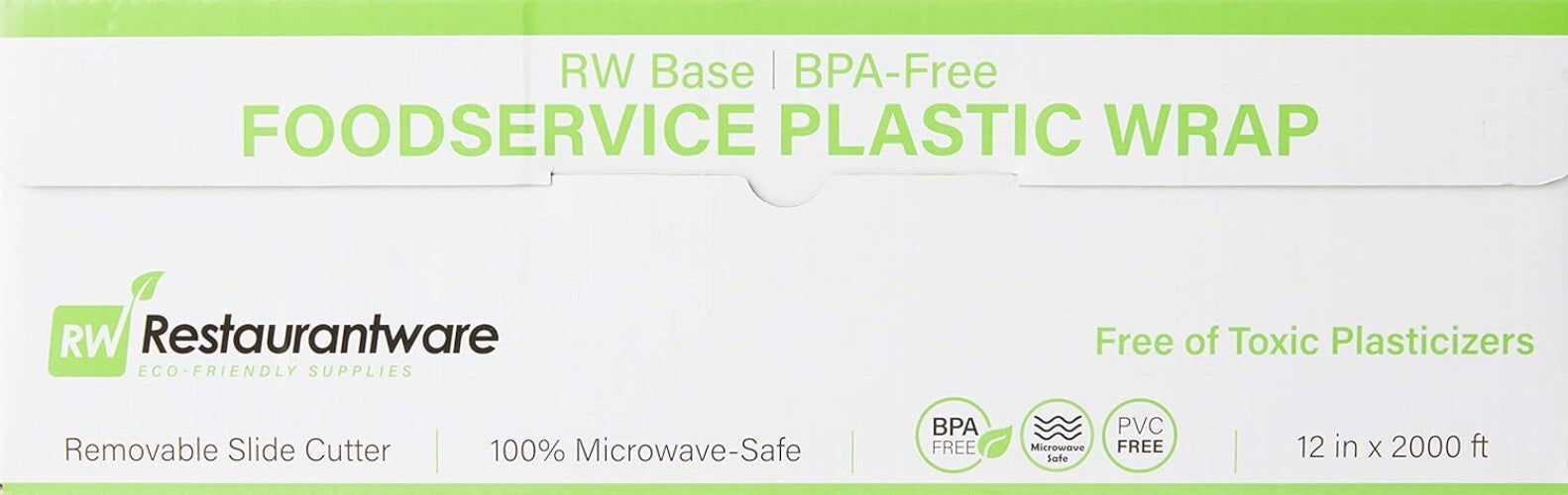 Microwavable 12x2000 Ft Cling Wrap with Removable Slide Cutter - Keep Food Fresh