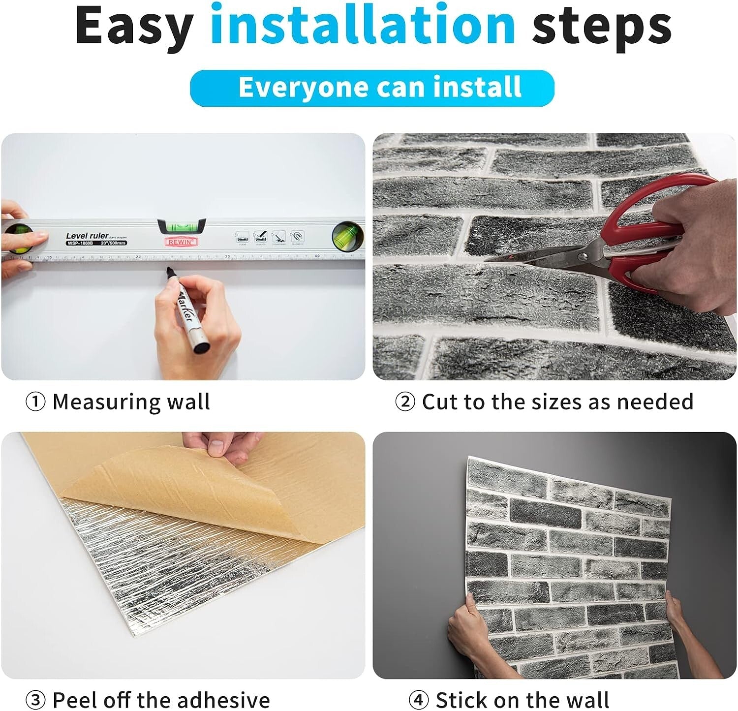 Elegant Faux Brick 3D Wall Panels - 20-Pack Waterproof Peel and Stick Wallpaper