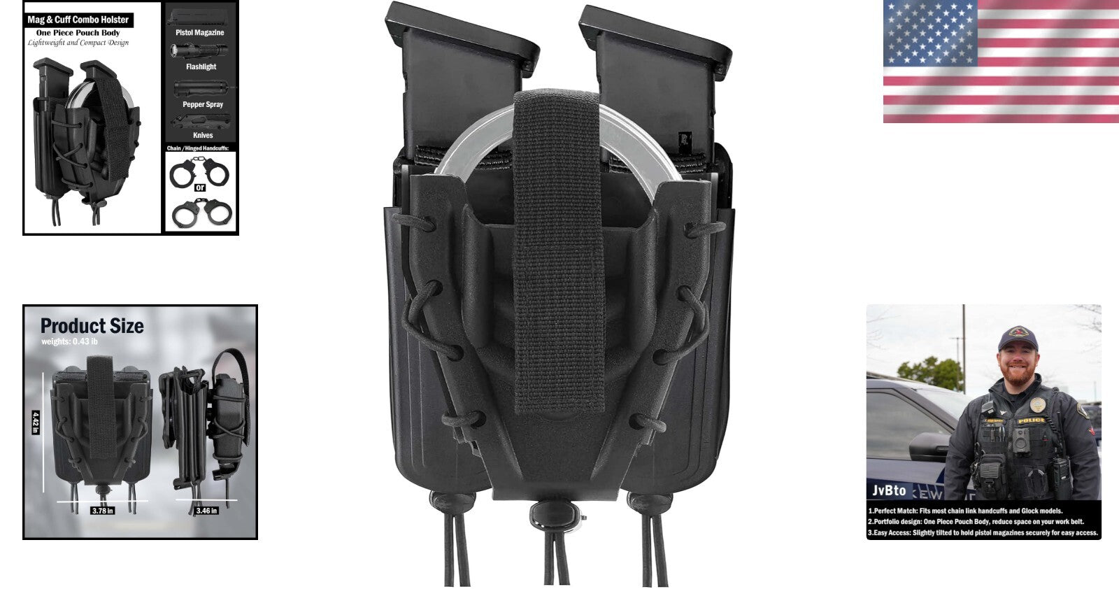 Flexible Shoulder Holster for Glock Magazines and Handcuffs - Easy Access Design