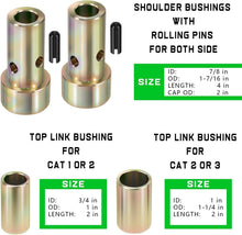 Load image into Gallery viewer, 2 Pairs of Quick Hitch Adapter Bushings for Category 1 Tractor Implements