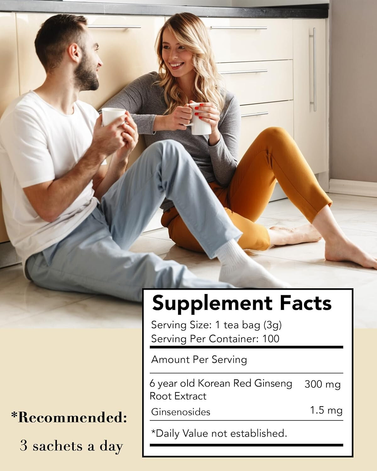 Ultimate Health Elixir: 100 Sachets of Korean 6-Year Red Ginseng Tea - 300g