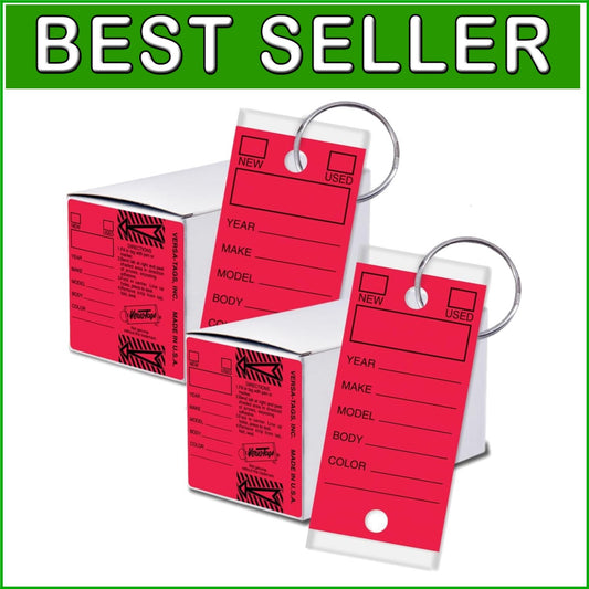 Durable 500 Key Tags with Advanced Seal Technology & Chrome Rings - Red