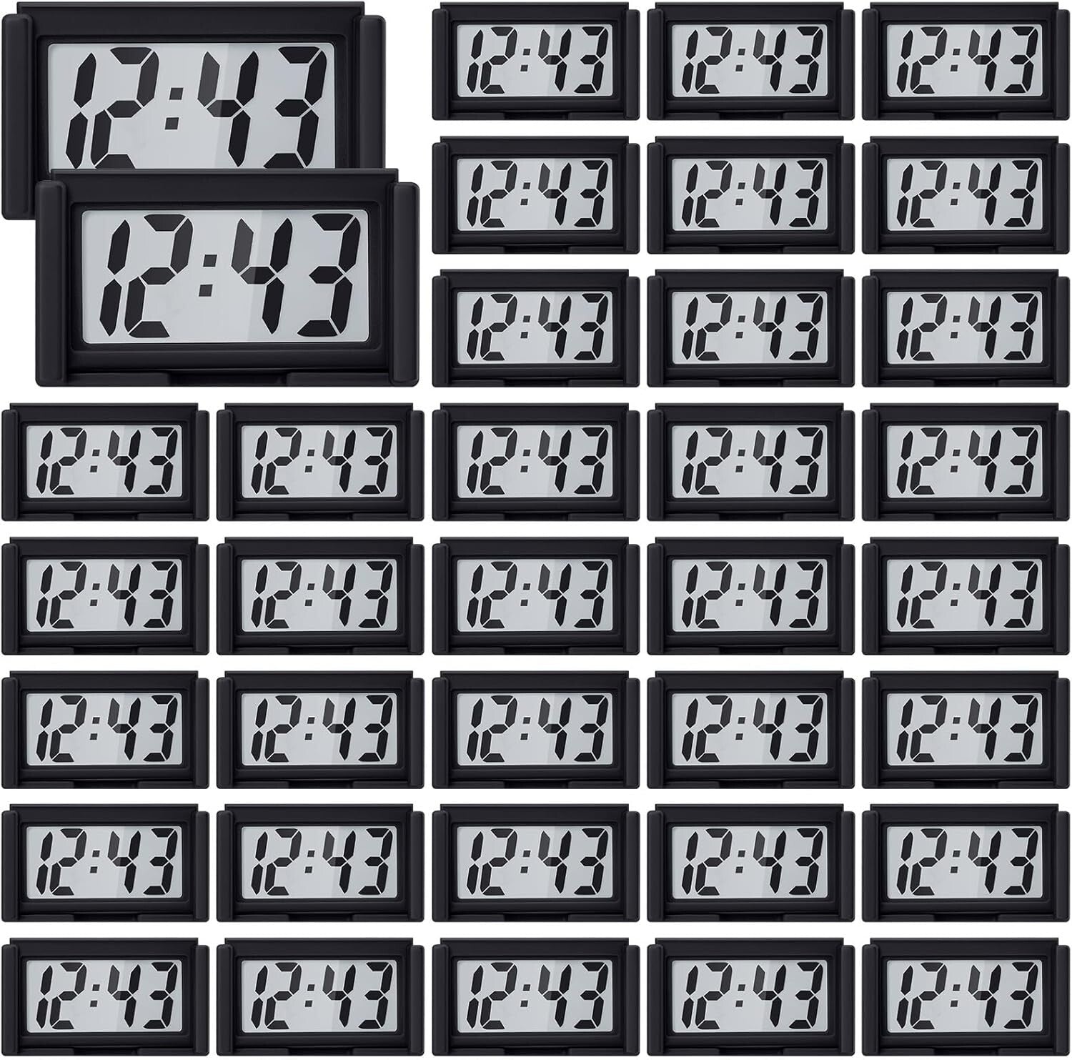 Lightweight Magnetic Clocks - Ideal for Car Dashboard & Home Use - 36 Pack