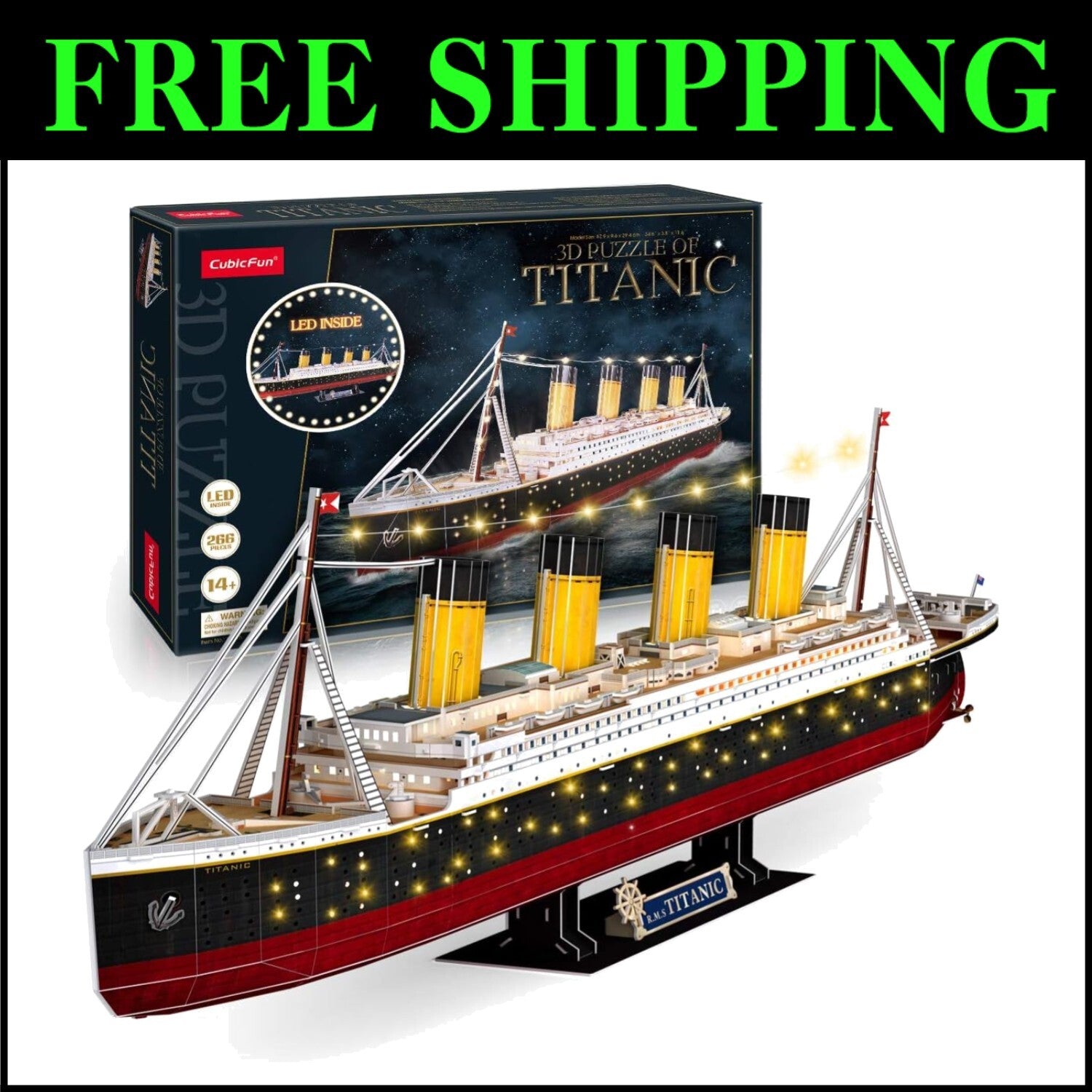 Titanic 3D Puzzle with LEDs - Experience a 35-Inch Masterpiece for Home Decor