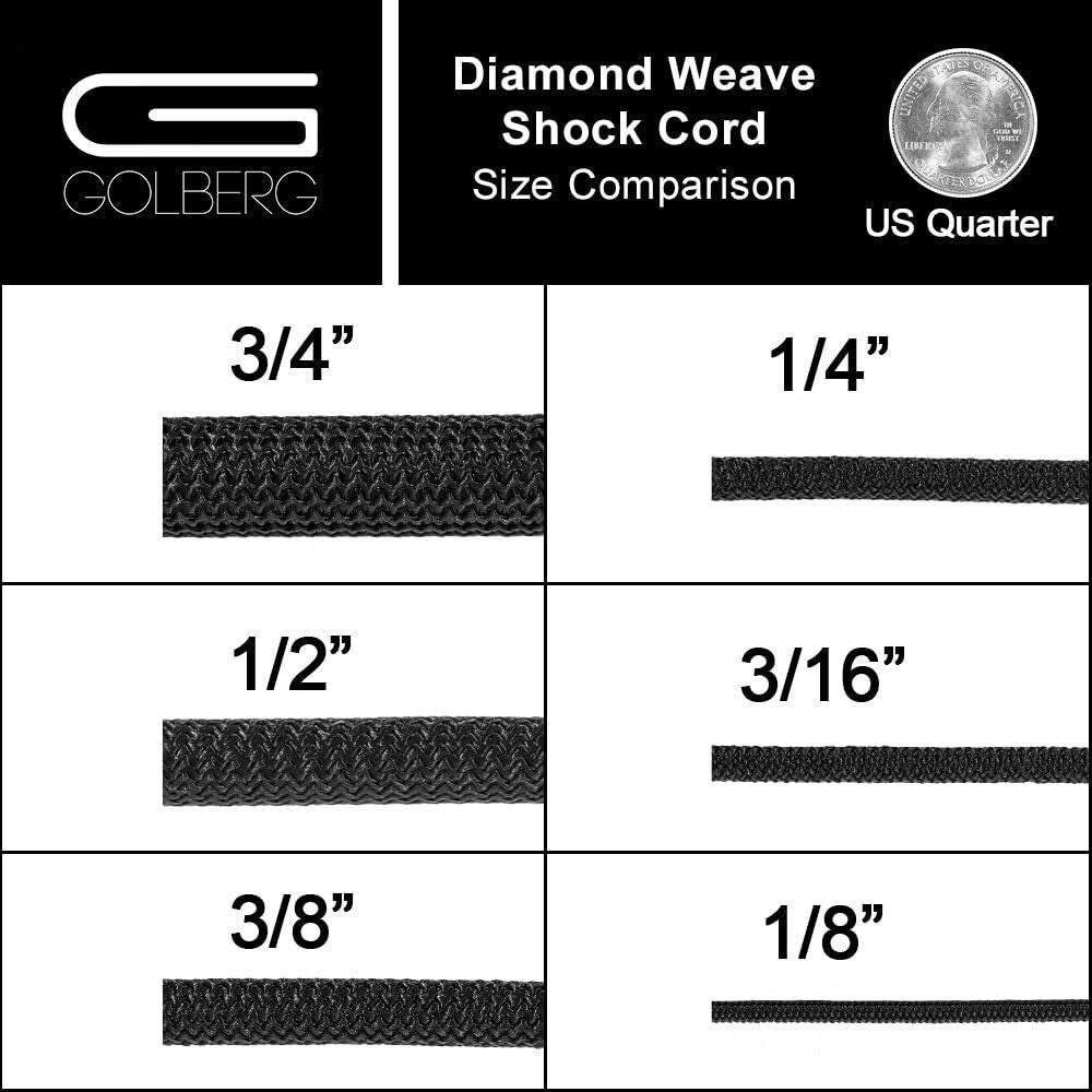 Elastic Bungee Cord - 3/8" x 50' Shock Absorbent for Camping and Crafting Needs