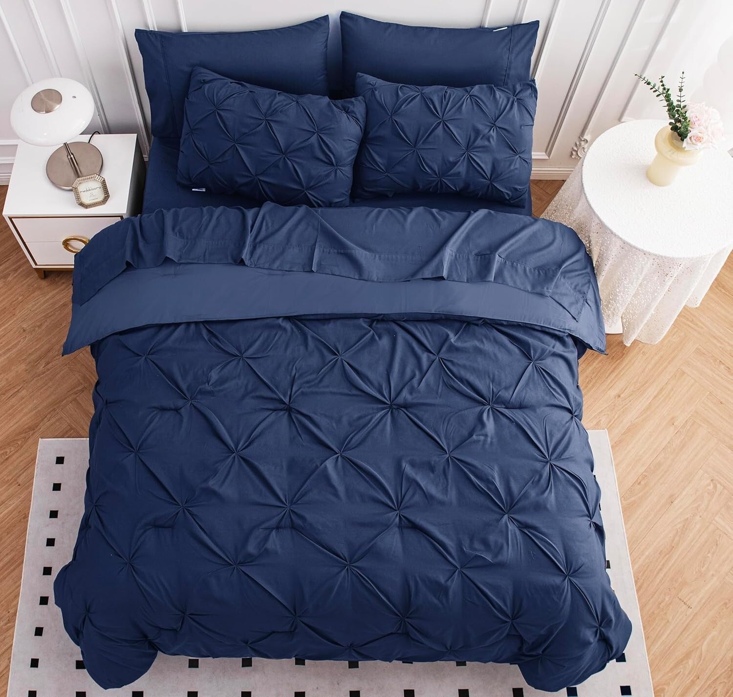Cozy 7-Piece King Comforter Set - Soft Navy Bedding with Pillow Cases & Shams