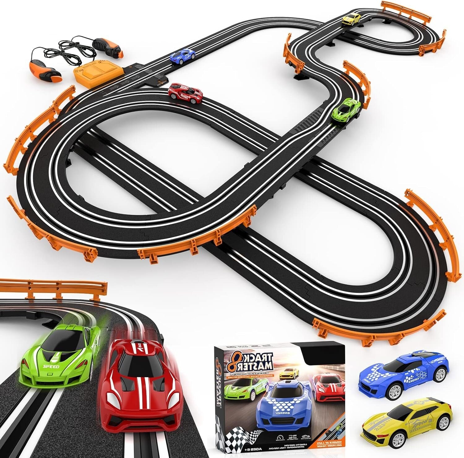 Dual Racing Slot Car Set with Remote Controls and Fast Cars – Fun for All Ages!