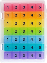 Load image into Gallery viewer, Weekly Pill Organizer with 5x Daily Compartments and Secure Case - Multicolor