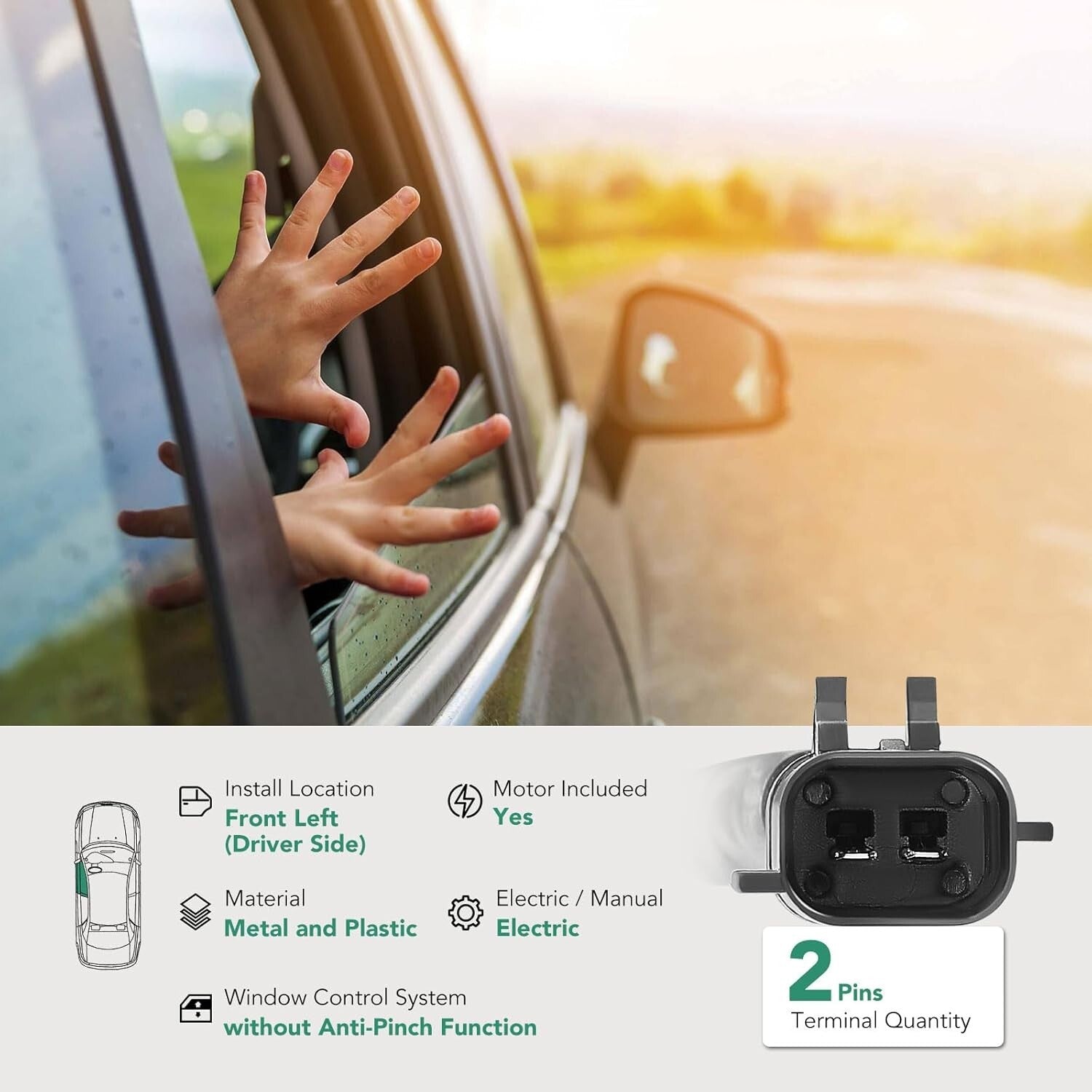 Power Window Regulator with 2-Pin Motor for Jeep Liberty 2002-2006 Driver Side