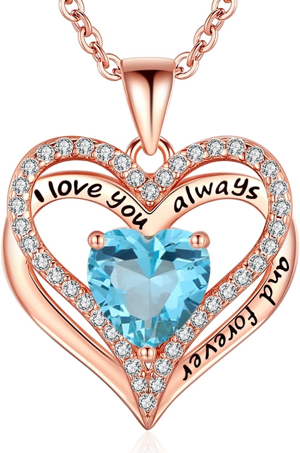 Personalized Birthstone and Heart Necklace in S925 Sterling Silver - Gift Ready!