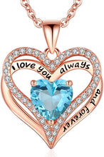 Load image into Gallery viewer, Personalized Birthstone and Heart Necklace in S925 Sterling Silver - Gift Ready!