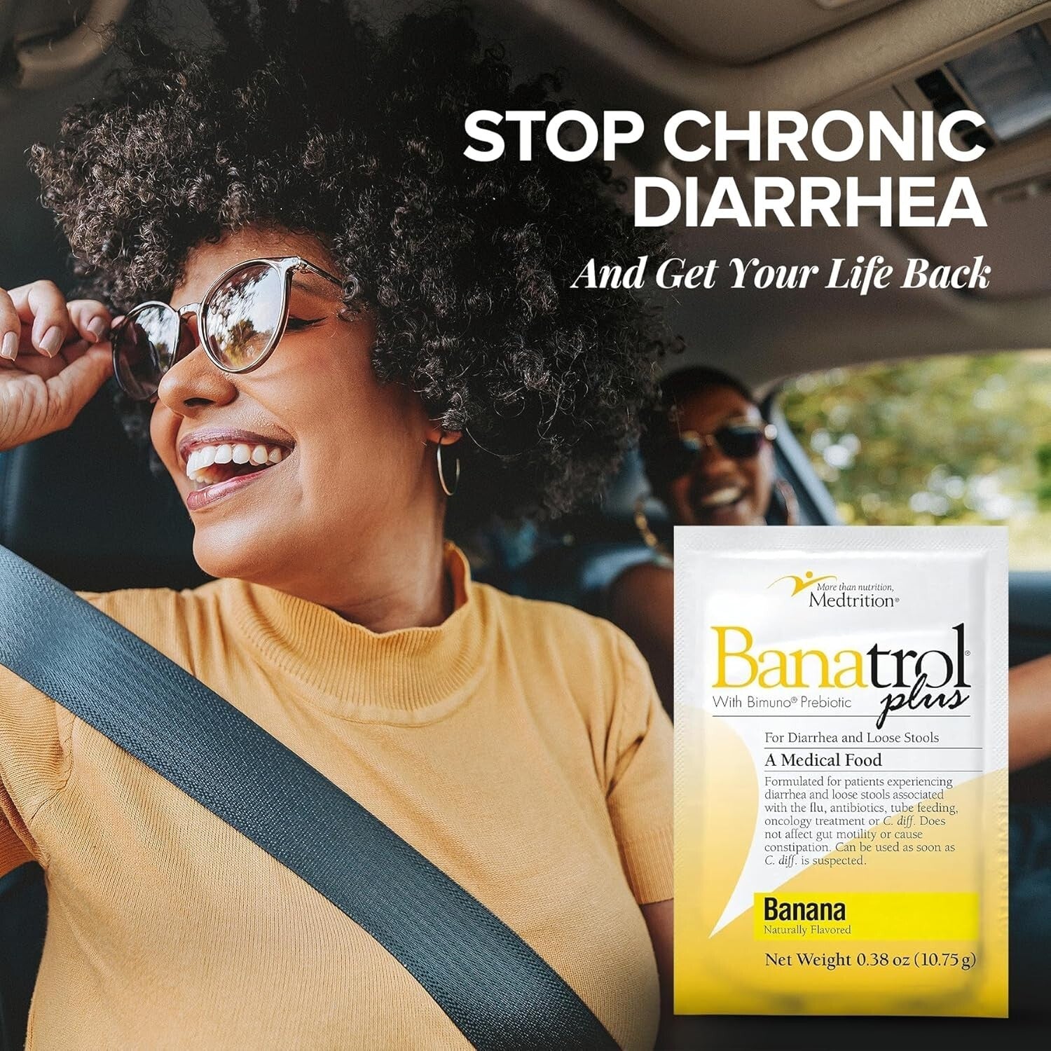 Banatrol Natural Anti-Diarrheal Powder with Prebiotics - 25 Servings of Relief