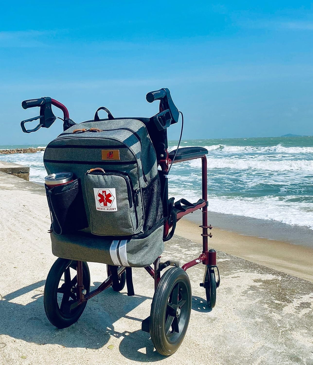 Extra-Large Scooter Wheelchair Backpack with Insulated Compartment & Cup Holder