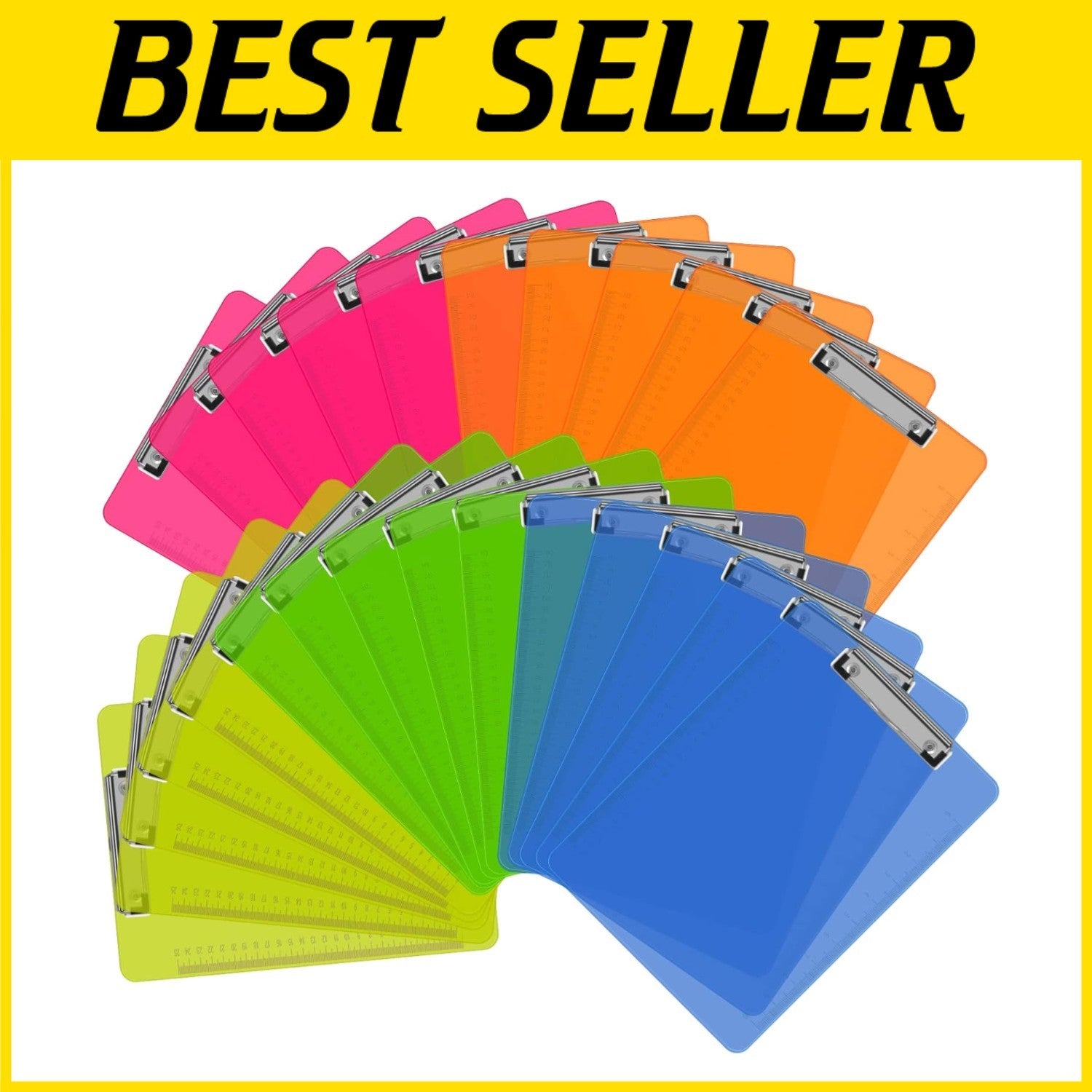 Smooth Surface Plastic Clipboards - 25 Pack, Low Profile Clips for Easy Use